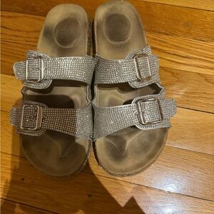 Womans Silver Buckle Sandals